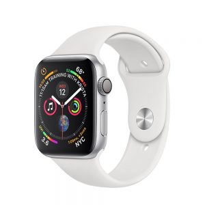Watch Series 4 Aluminum Cellular (44mm), Silver, White Sport Band