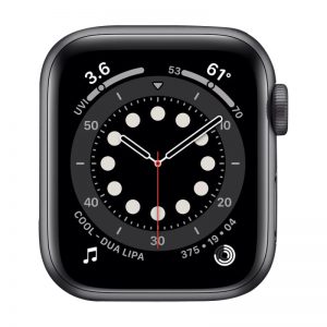 Watch Series 6 Aluminum Cellular (44mm), Space Gray, Anthracite/Black Nike Sport Band