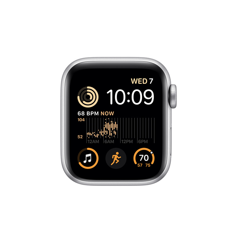 Begagnad Apple Watch SE (2nd Gen) (44mm) Silver Black Sport Band