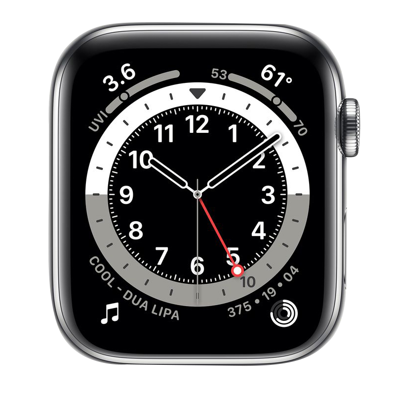 Begagnad Apple Watch Series 6 Steel Cellular (44mm) Silver Inverness Green Braided Solo Loop