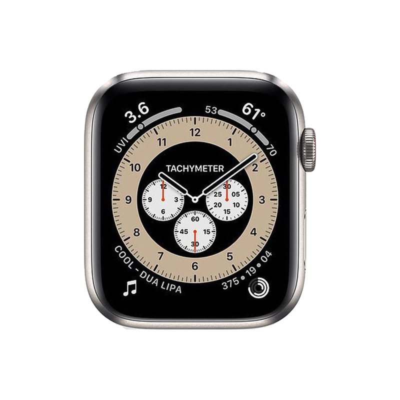 Begagnad Apple Watch Series 5 Titanium Cellular (44mm) Titanium White Sport Band