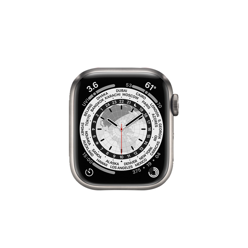 Begagnad Apple Watch Series 7 Titanium Cellular (45mm) Titanium Light Gray sport band
