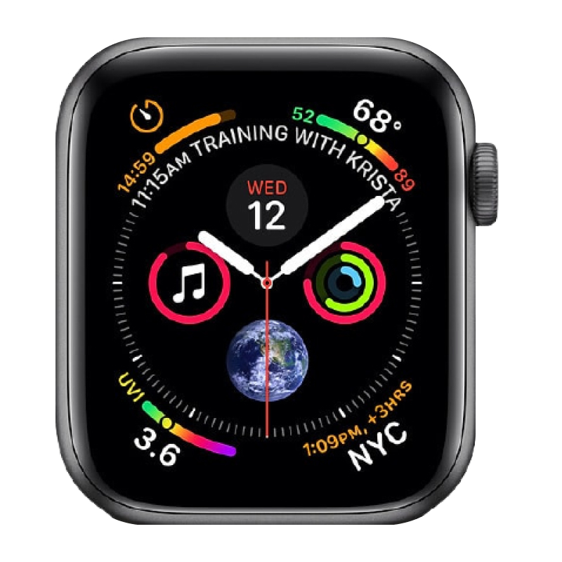 Begagnad Apple Watch Series 4 Aluminum (40mm) Space Gray Black Sport Band