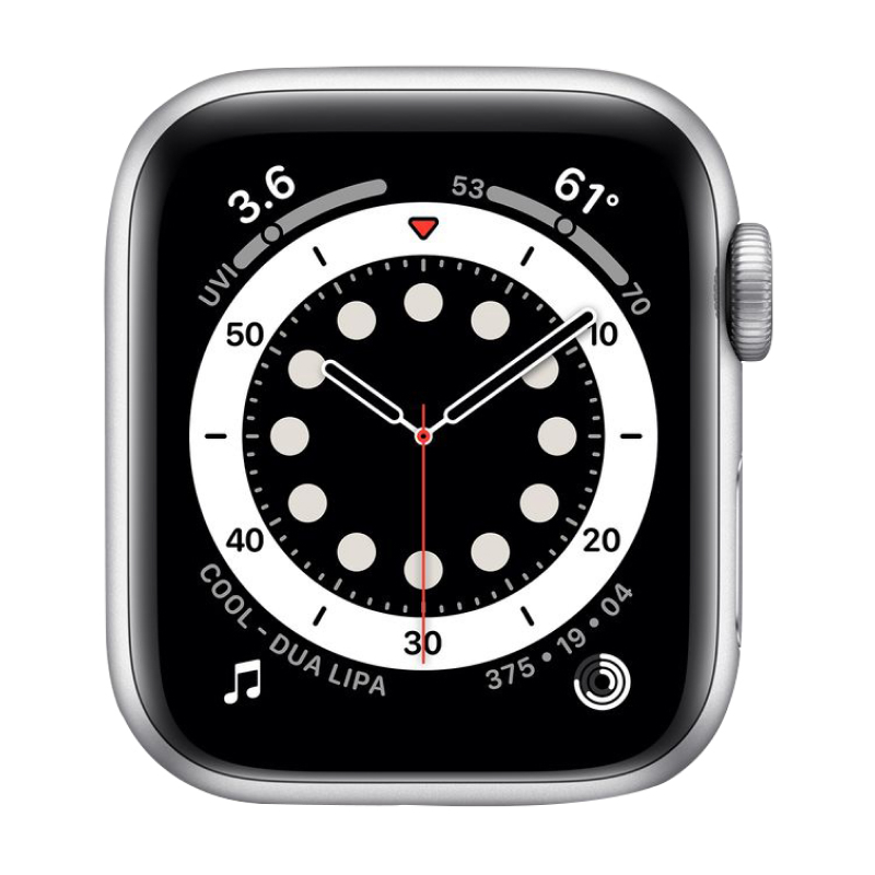 Begagnad Apple Watch Series 6 Aluminum (44mm) Silver Black Sport Band