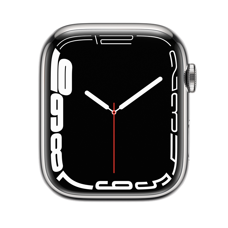 Begagnad Apple Watch Series 7 Steel Cellular (45mm) Silver Dark Cherry/Forest Green Sport Loop